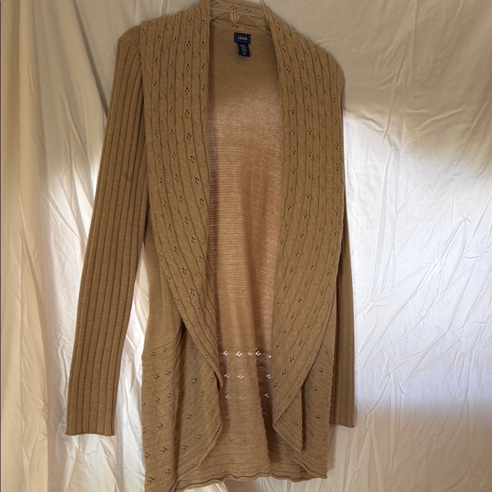 Tan Open-Front Sweater